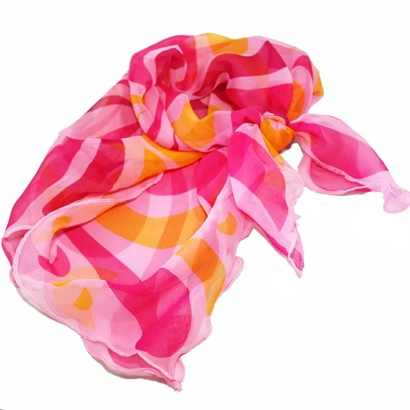 Pink Flutura Ruffle Edge Scarf 40% Silk - Picture 3 of 3